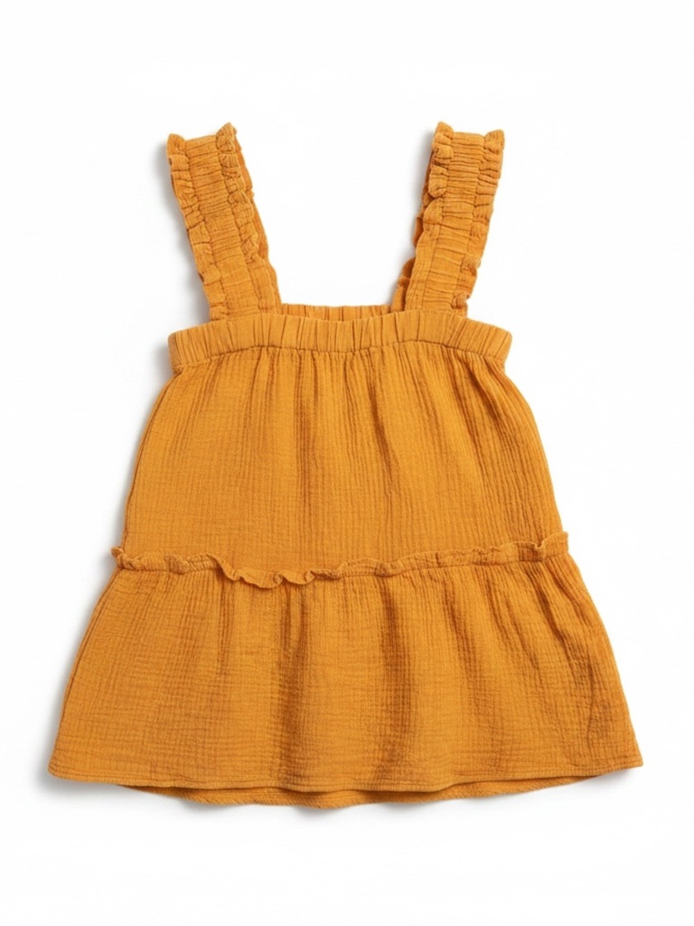 ODDY Yellow Springtime Ruffled Strap Tank Top